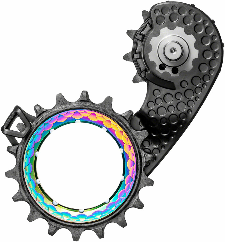 absoluteBLACK absoluteBLACK HOLLOWcage Oversized Derailleur Pulley Cage - For Shimano Dura-Ace 9250, Full Ceramic Bearings, Carbon Cage, PVD Rainbow