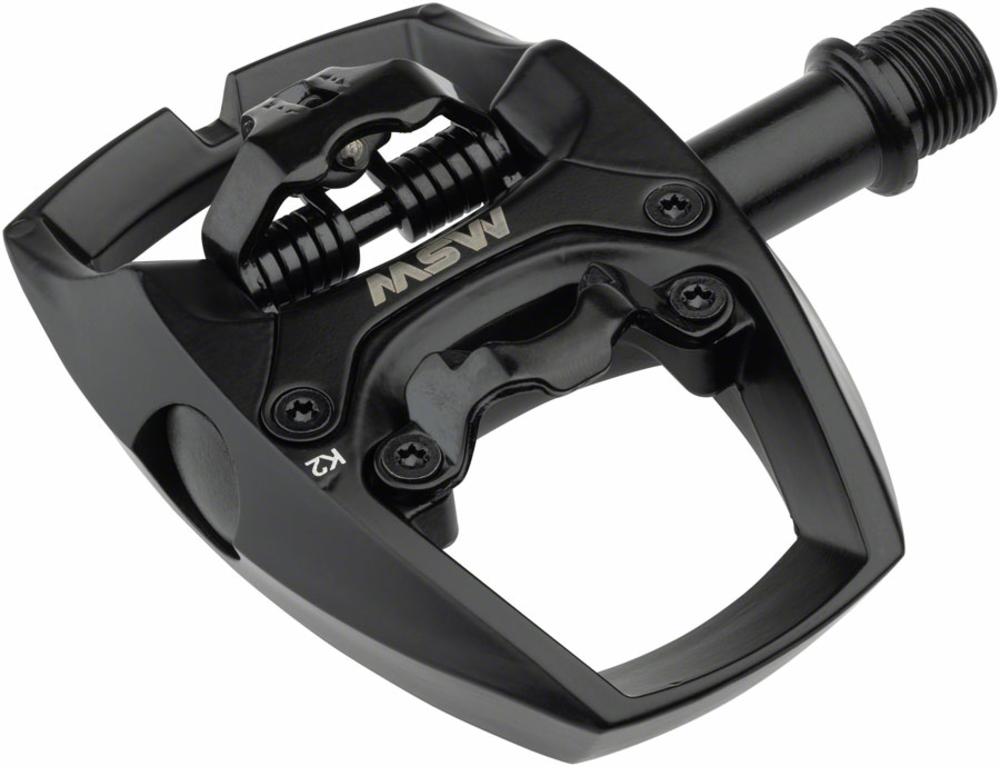 MSW Flip I Pedals Cleat Compatibility | Color | Spindle: SPD | Intense Black | 9/16-inch