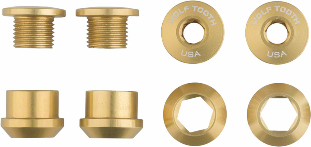 Wolf Tooth Wolf Tooth 1x Chainring Bolt Set - 6mm, Dual Hex Fittings, Set/4, Gold