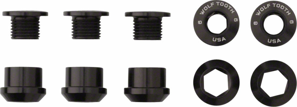 Wolf Tooth Wolf Tooth 1x Chainring Bolt Set - 6mm, Dual Hex Fittings, Set/5, Black