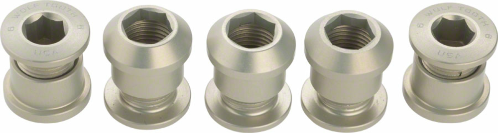 Wolf Tooth Wolf Tooth 1x Chainring Bolt Set - 6mm, Dual Hex Fittings, Set/5, Silver Wolf Tooth Wolf Tooth 1x Chainring Bolt Set - 6mm, Dual Hex Fittings, Set/5, Silver