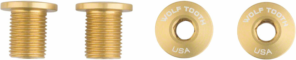 Wolf Tooth Wolf Tooth 30T 10mm Chainring Bolt: Gold, Set of 4, Dual Hex Fittings