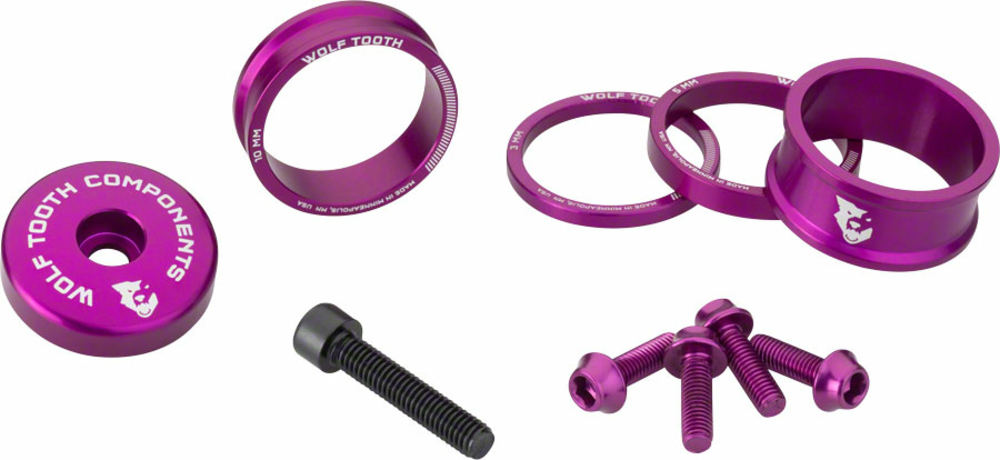 Wolf Tooth Wolf Tooth BlingKit: Headset Spacer Kit 3, 5,10, 15mm, Purple