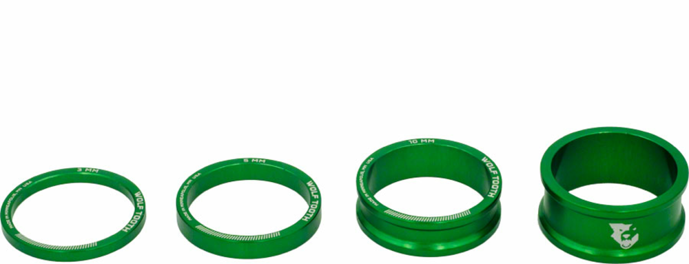 Wolf Tooth Wolf Tooth Headset Spacer Kit 3, 5,10, 15mm, Green