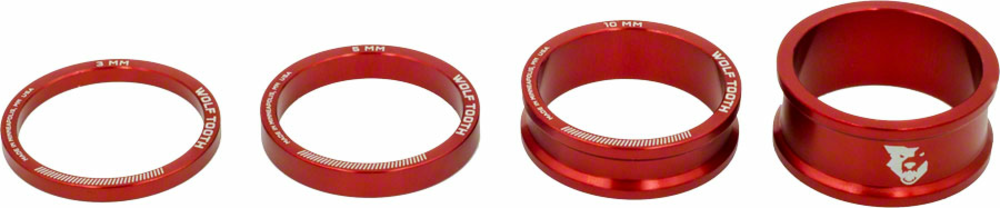 Wolf Tooth Wolf Tooth Headset Spacer Kit 3, 5,10, 15mm, Red Wolf Tooth Wolf Tooth Headset Spacer Kit 3, 5,10, 15mm, Red