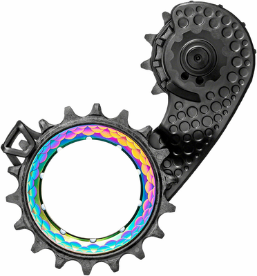 absoluteBLACK absoluteBLACK HOLLOWcage Oversized Derailleur Pulley Cage - For Shimano Ultegra 8150, Full Ceramic Bearings, Carbon Cage, PVD Rainbow