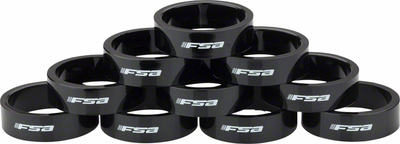 FSA Full Speed Ahead Polycarbonate Headset Spacer 1-1/8 x 10mm: 10-Pack, Black