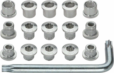 FSA Full Speed Ahead Torx T-30 Alloy Mountain Chainring Nut/Bolt Set wiith tool: Silver