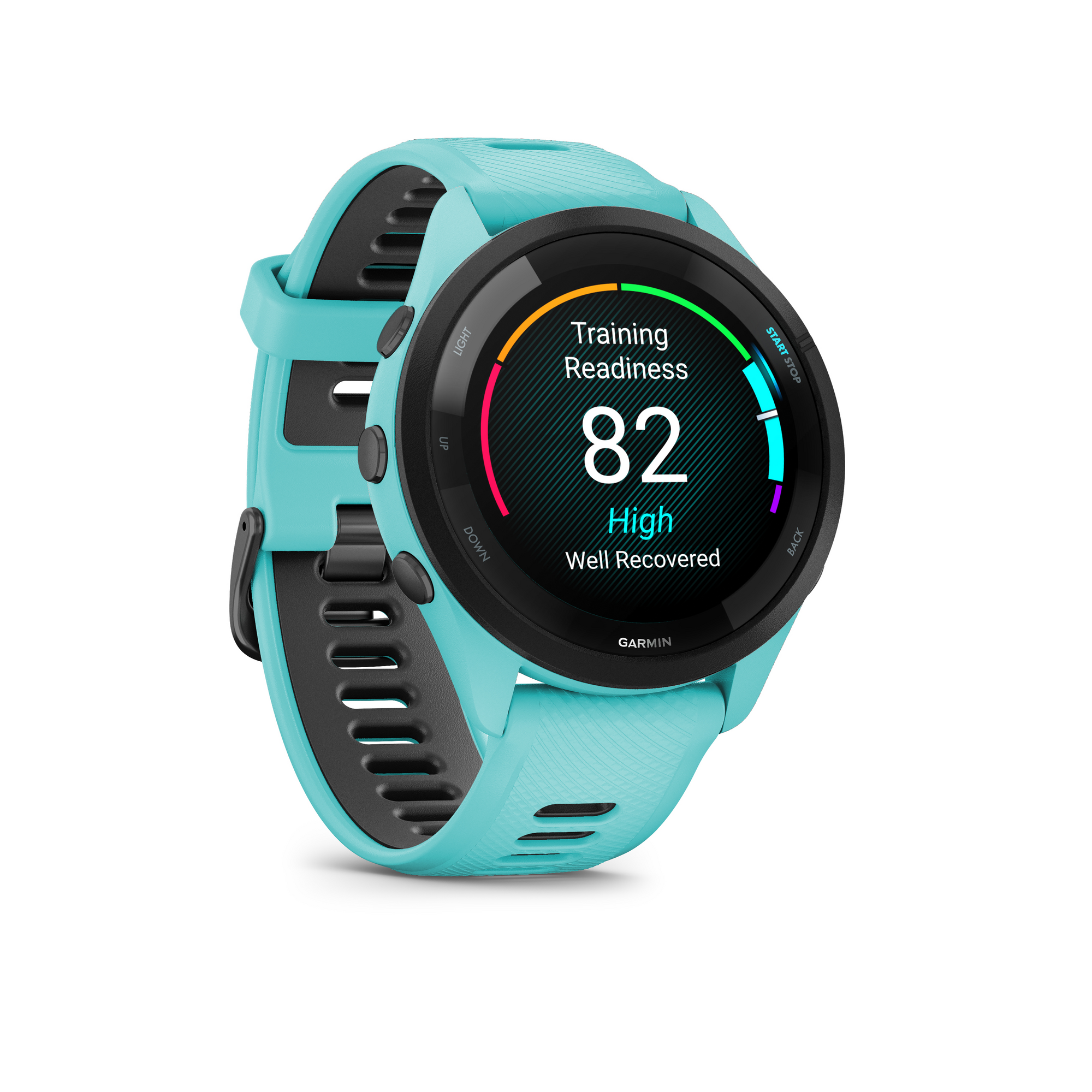 Garmin Forerunner 265 Black Bezel with Aqua Case and Aqua/Black